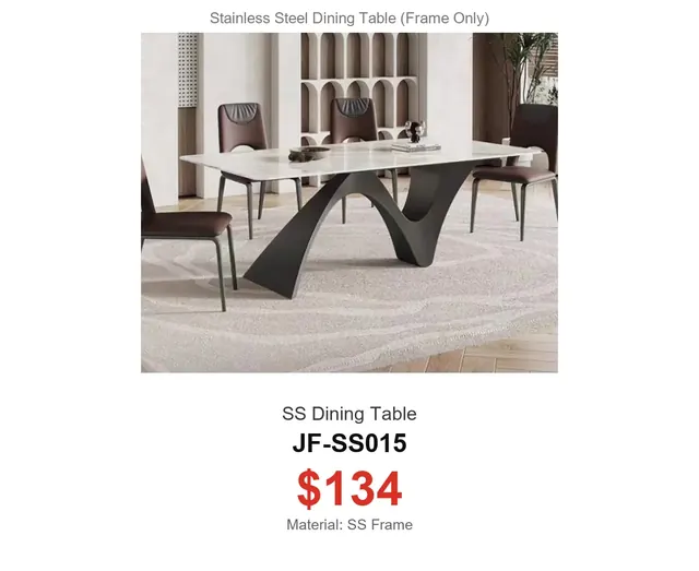 SS Dining Table · JF-SS015 · Dining Table Frames – FurnitureDirect