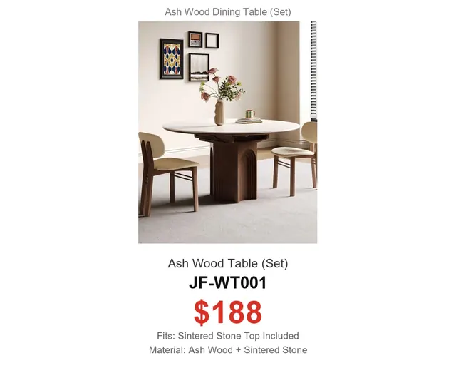 Ash Wood Table Set · JF-WT001 · Ash Wood Series – FurnitureDirect