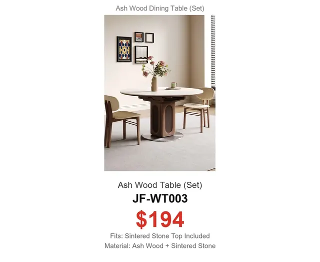 Ash Wood Table Set · JF-WT003 · Ash Wood Series – FurnitureDirect