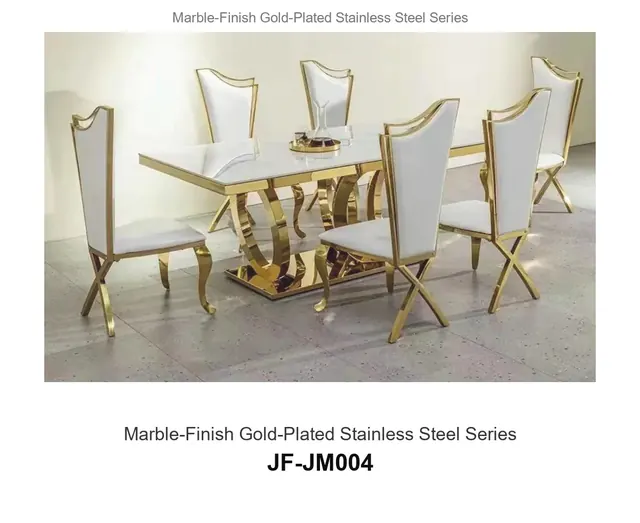 Marble Finish Gold Plated Stainless Steel Series · JF-JM004 · Marble & Gold Stainless Steel – FurnitureDirect