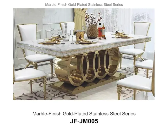 Marble Finish Gold Plated Stainless Steel Series · JF-JM005 · Marble & Gold Stainless Steel – FurnitureDirect