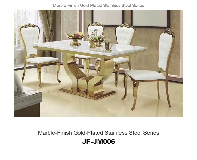 Marble Finish Gold Plated Stainless Steel Series · JF-JM006 · Marble & Gold Stainless Steel – FurnitureDirect