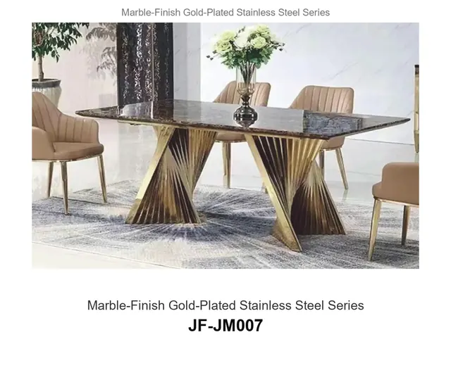 Marble Finish Gold Plated Stainless Steel Series · JF-JM007 · Marble & Gold Stainless Steel – FurnitureDirect