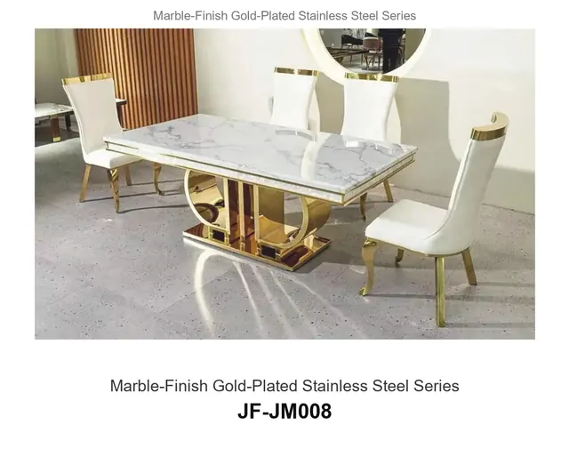 Marble Finish Gold Plated Stainless Steel Series · JF-JM008 · Marble & Gold Stainless Steel – FurnitureDirect