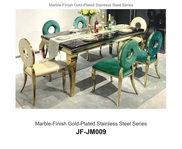 Marble Finish Gold Plated Stainless Steel Series · JF-JM009 · Marble & Gold Stainless Steel – FurnitureDirect