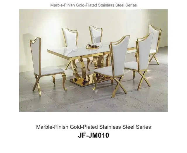 Marble Finish Gold Plated Stainless Steel Series · JF-JM010 · Marble & Gold Stainless Steel – FurnitureDirect