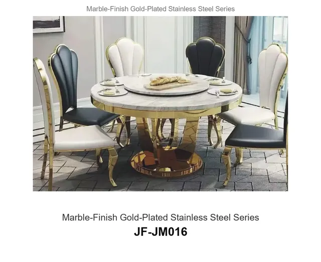 Marble Finish Gold Plated Stainless Steel Series · JF-JM016 · Marble & Gold Stainless Steel – FurnitureDirect