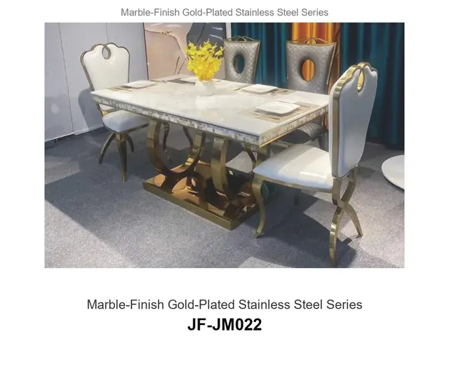 Marble Finish Gold Plated Stainless Steel Series · JF-JM022 · Marble & Gold Stainless Steel – FurnitureDirect