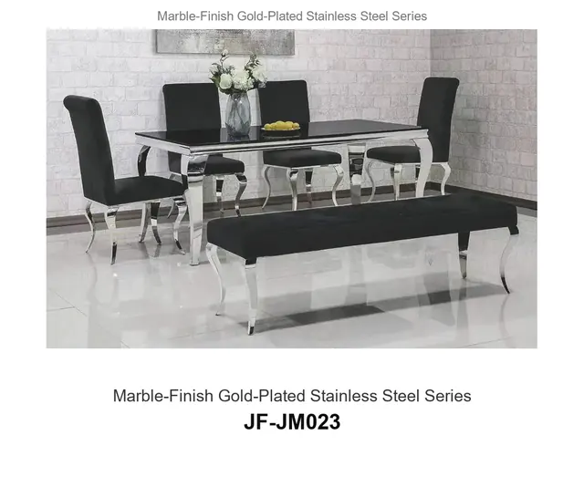 Marble Finish Gold Plated Stainless Steel Series · JF-JM023 · Marble & Gold Stainless Steel – FurnitureDirect