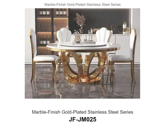 Marble Finish Gold Plated Stainless Steel Series · JF-JM025 · Marble & Gold Stainless Steel – FurnitureDirect