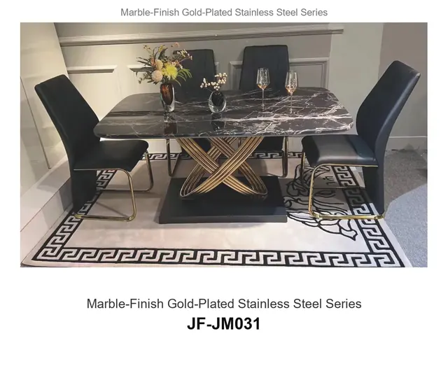 Marble Finish Gold Plated Stainless Steel Series · JF-JM031 · Marble & Gold Stainless Steel – FurnitureDirect
